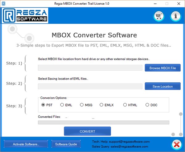 Regza MBOX to EML Converter Screen